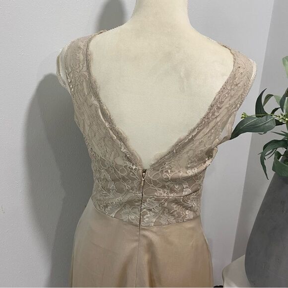Vintage Jim Hjelm Champaign Long Satin and Lace Occasions Dress Gown Wedding - Picture 6 of 10